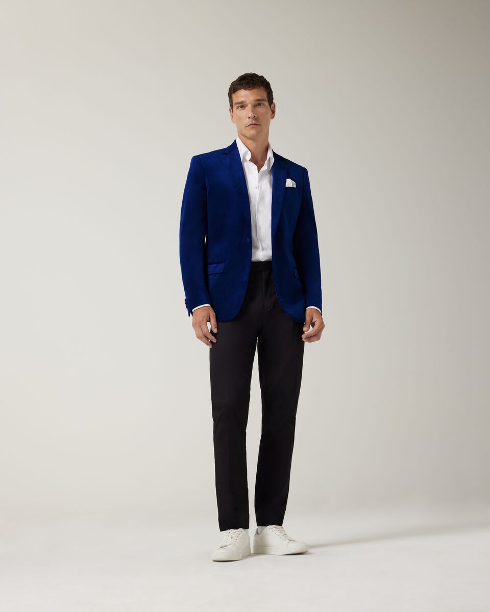 Slim Fit Velvet Tuxedo Jacket, Cobalt, hi-res